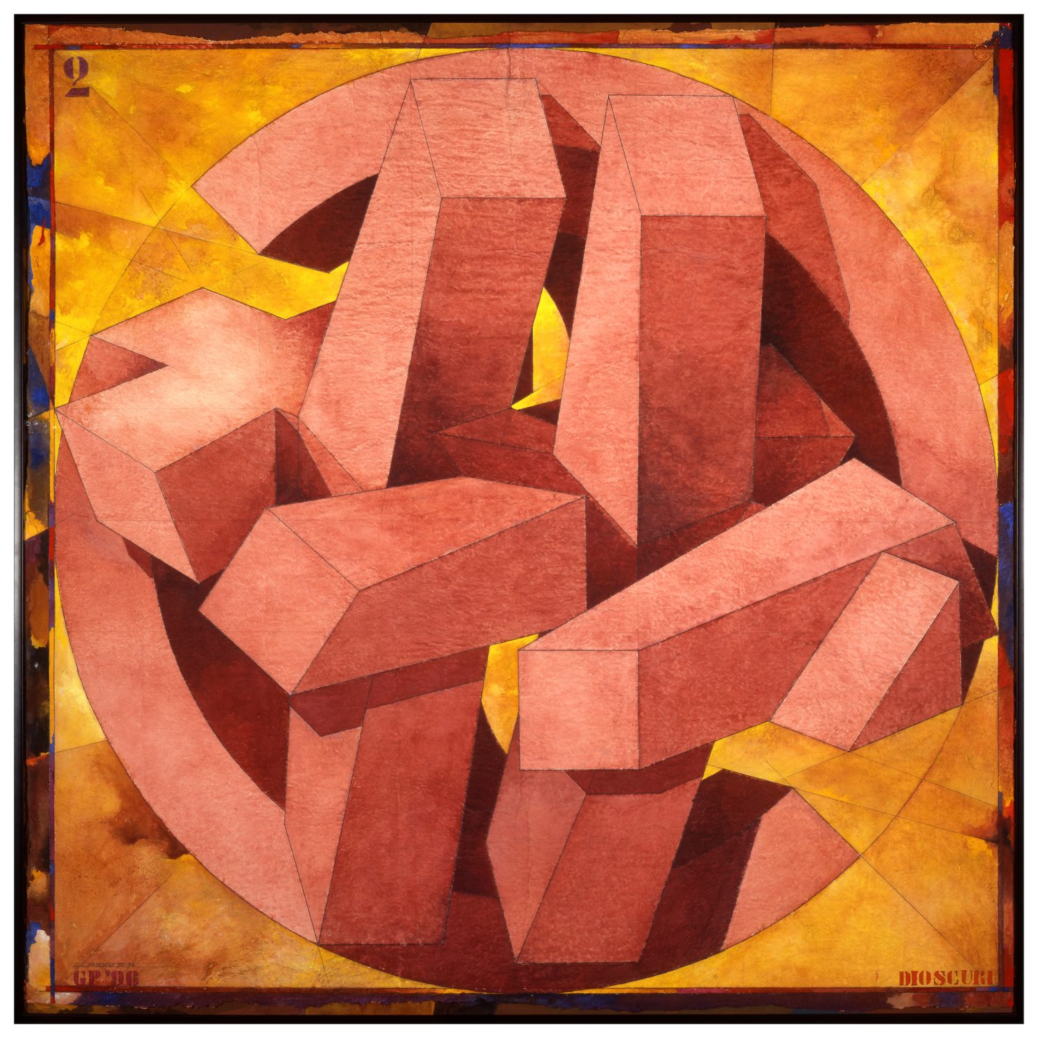 Gio' Pomodoro
Sole Dioscuri, 1996
Signed at bottom left
Watercolours and pencil on Spanish paper
200 x 200 cm
78 3/4 x 78 3/4 in