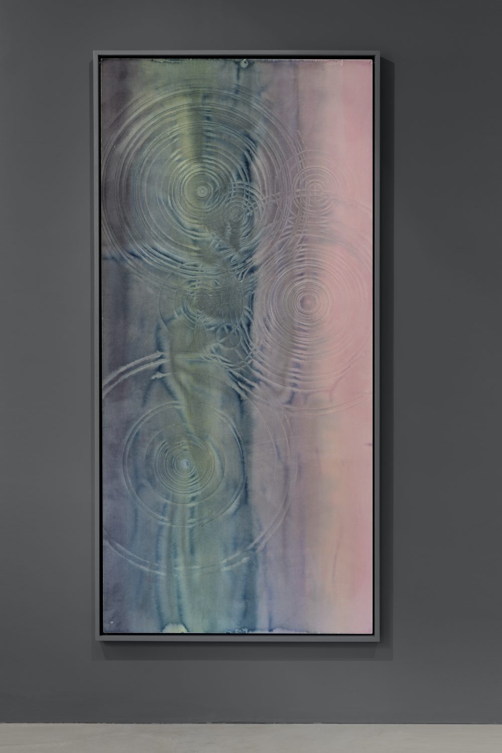 Senza titolo , 2019 Watercolour and acrylic protective paint on Arches acid free paper bond with neutral PH glue on aluminum- painted Okumé marine plywood Artist's frame 244 x 112 cm 96 1/8 x 44 1/8 in