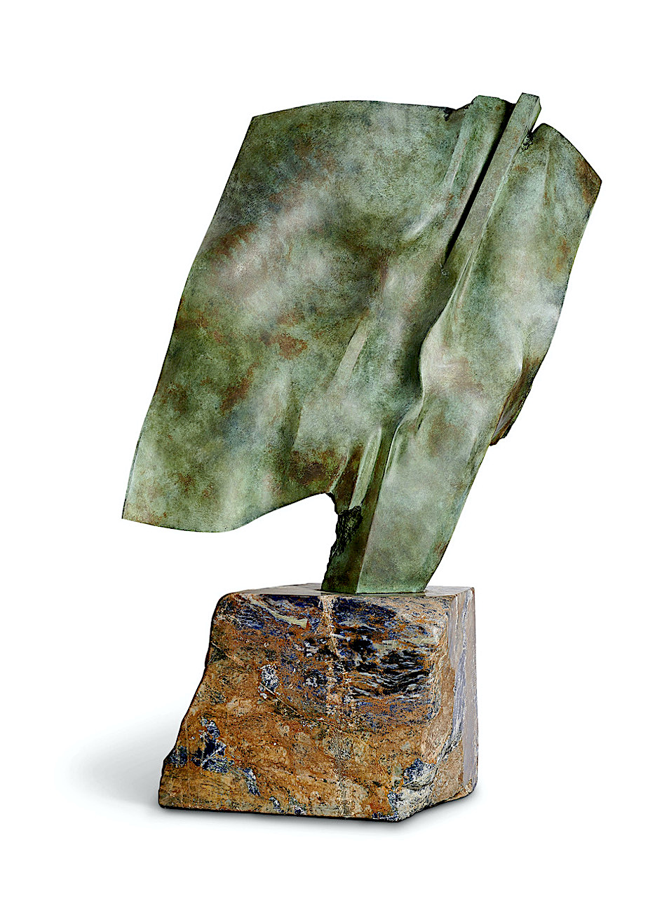 Giò Pomodoro
Figlia del sole , 1991
“GP” Monogram, Foundry stamp and year on imprinted on the bronze
Green patinated bronze - sodalite base
193 x 117 x 68 cm
76 x 46 x 26 3/4 in
Edition 1 of 3 plus 2 AP