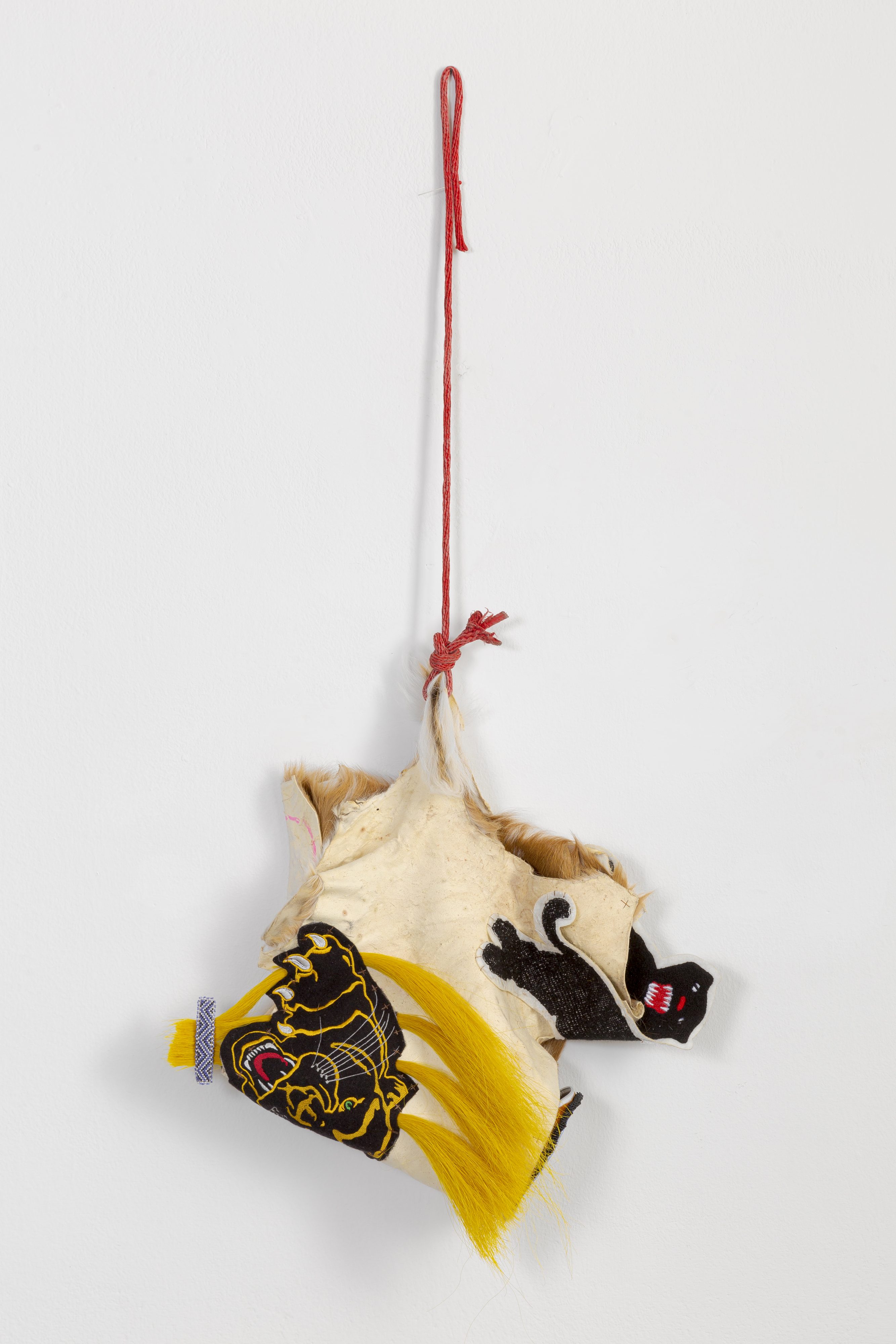 Coin Purse, 2021 deer hide, rope, horsehair, chenille, beads, leather 90 x 50 x 14 cm 35 3/8 x 19 3/4 x 5 1/2 in