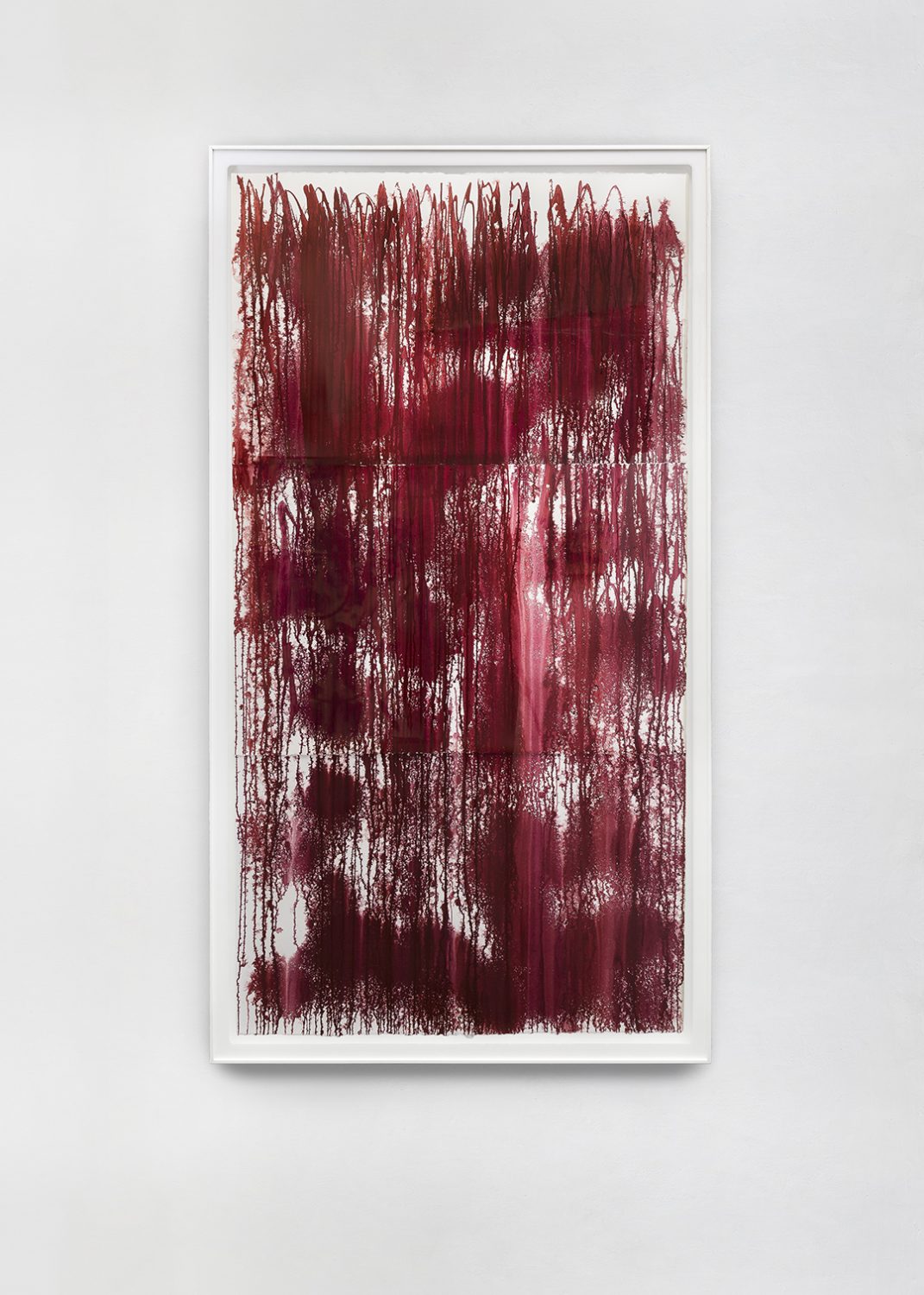 Acque, 2006 Watercolor on three sheets of Arches paper of pure cotton, acid free and plexiglas 205 x 113 cm 80 3/4 x 44 1/2 in